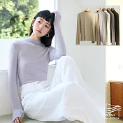 【BODYAIR嚴選】絲滑輕暖羊毛天絲小立領上衣(長袖.內搭.T恤.保暖.CASUAL) M 杏