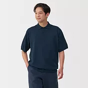 【MUJI 無印良品】男速乾針織短袖POLO衫 M 暗藍