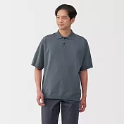 【MUJI 無印良品】男速乾針織短袖POLO衫 M 灰白