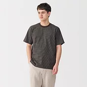 【MUJI 無印良品】男天竺圓領短袖T恤 S 棕橫紋