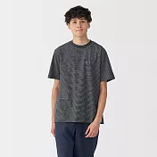 【MUJI 無印良品】男天竺圓領短袖T恤 S 深灰橫紋
