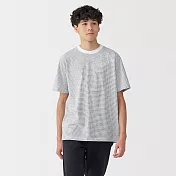 【MUJI 無印良品】男天竺圓領短袖T恤 S 白橫紋