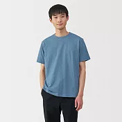 【MUJI 無印良品】男水洗天竺圓領短袖T恤 M 煙燻藍