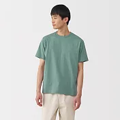 【MUJI 無印良品】男水洗天竺圓領短袖T恤 M 煙燻綠