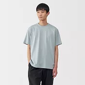 【MUJI 無印良品】男天竺圓領短袖T恤 S 淺藍