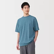 【MUJI 無印良品】男抗UV速乾鬆餅紋圓領短袖T恤 S 淡藍