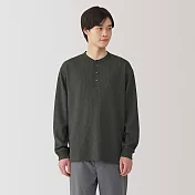 【MUJI 無印良品】男抗UV速乾鬆餅紋亨利領長袖T恤 S 深灰