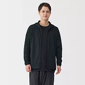 【MUJI 無印良品】男抗UV速乾可攜式拉鍊連帽外套 S 黑色
