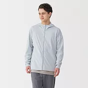 【MUJI 無印良品】男抗UV速乾可攜式拉鍊連帽外套 S 淺灰
