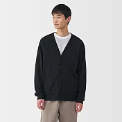 【MUJI 無印良品】男水洗天竺V領開襟衫 S 黑色