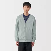 【MUJI 無印良品】男水洗天竺V領開襟衫 S 淡綠
