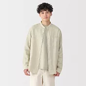 【MUJI 無印良品】男亞麻水洗立領長袖襯衫 S 淡綠