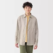 【MUJI 無印良品】男亞麻水洗長袖襯衫 S 原色