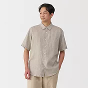 【MUJI 無印良品】男亞麻水洗短袖襯衫 S 原色