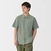 【MUJI 無印良品】男涼感短袖襯衫 S 煙燻綠