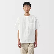 【MUJI 無印良品】男涼感無領短袖襯衫 S 白色