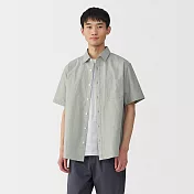 【MUJI 無印良品】男水洗平織布短袖襯衫 S 綠色