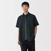 【MUJI 無印良品】男水洗平織布短袖襯衫 S 黑色