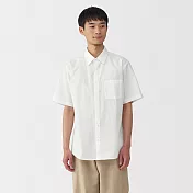 【MUJI 無印良品】男水洗平織布短袖襯衫 S 白色