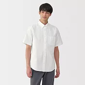 【MUJI 無印良品】男水洗牛津布扣領短袖襯衫 S 白色
