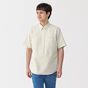【MUJI 無印良品】男水洗牛津布扣領短袖套衫 S 米黃