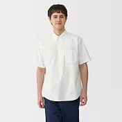 【MUJI 無印良品】男水洗牛津布扣領短袖套衫 S 白色