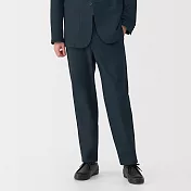 【MUJI 無印良品】男透氣彈性泡泡紗無打褶褲 S 暗藍