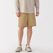 【MUJI 無印良品】男水洗平織布舒適短褲 S 淺米