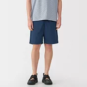 【MUJI 無印良品】男水洗平織布舒適短褲 S 深藍