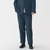 【MUJI 無印良品】男亞麻水洗錐形褲 S 深藍