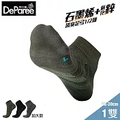 蒂巴蕾 石墨烯氧化鋅消臭足弓短襪 男款加大XL (拚條) 橄欖綠色