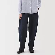 【MUJI 無印良品】女吉貝木棉混丹寧寬版錐形褲 M 暗藍