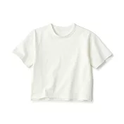 【MUJI 無印良品】兒童粗織圓領五分袖T恤 110 柔白