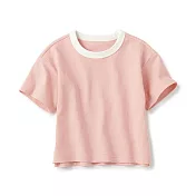 【MUJI 無印良品】幼兒容易穿脫粗織粗織圓領短袖T恤 80 粉紅