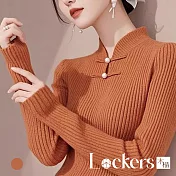 【Lockers 木櫃】中式半高領針織衫 L114021802 M 橘色