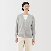 【MUJI 無印良品】女薄針織V領開襟衫 S 淺灰