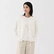 【MUJI 無印良品】女薄針織V領開襟衫 S 白色