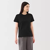 【MUJI 無印良品】女天竺圓領短袖T恤 S 黑色