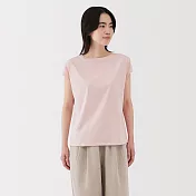 【MUJI 無印良品】女天竺法式袖T恤 S 淺粉