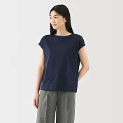 【MUJI 無印良品】女天竺法式袖T恤 S 深藍
