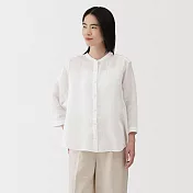 【MUJI 無印良品】女亞麻水洗七分袖套衫 M 白色