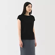 【MUJI 無印良品】女天竺法式袖T恤 S 黑色