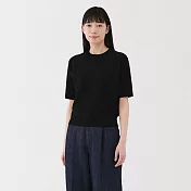 【MUJI 無印良品】女棉混強撚五分袖針織衫 S 黑色