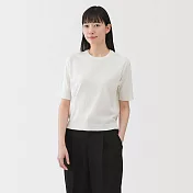【MUJI 無印良品】女棉混強撚五分袖針織衫 S 柔白