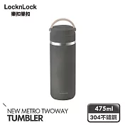 【樂扣樂扣】都會2用提帶保溫瓶/475ml _銀圈深灰