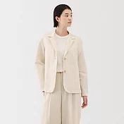 【MUJI 無印良品】女大麻混棉襯衫式外套 S 象牙白直紋