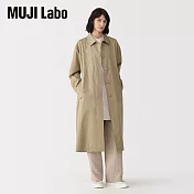 【MUJI 無印良品】MUJI Labo女高密度棉單排扣大衣 L 米色