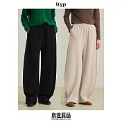 ltyp旅途原品 天絲精梳棉麻花邊彎刀褲 寬鬆百搭長褲時尚休閒衛褲 M L L 珠光白