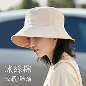 日本 BEAUTYJAPAN 冰絲棉可塑型可拆卸防風繩寬緣防曬帽漁夫帽 BJ2145 米白色
