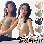 【EZlife】裸感親膚聚攏無鋼圈內衣 M 綠色